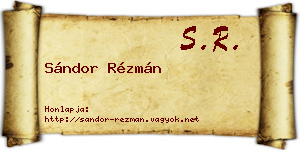 Sándor Rézmán névjegykártya